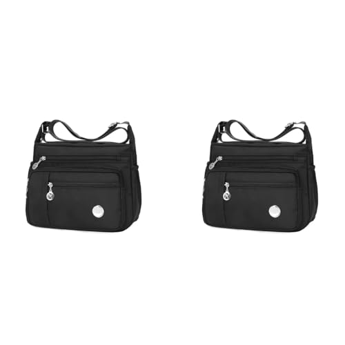 PALAY® Womens Crossbody Bag Nylon Waterproof Multi-Pocket Sling with Adjustable Shoulder Strap Black 25x21x10cm 2 PCS PALAY® Womens Crossbody Bag Nylon Waterproof Multi-Pocket Sling with Adjustable Shoulder Strap Black 25x21x10cm 2 PCS
